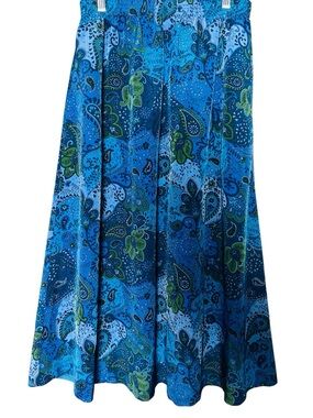 Boho Blue & Purple Midi Skirt Paisleys